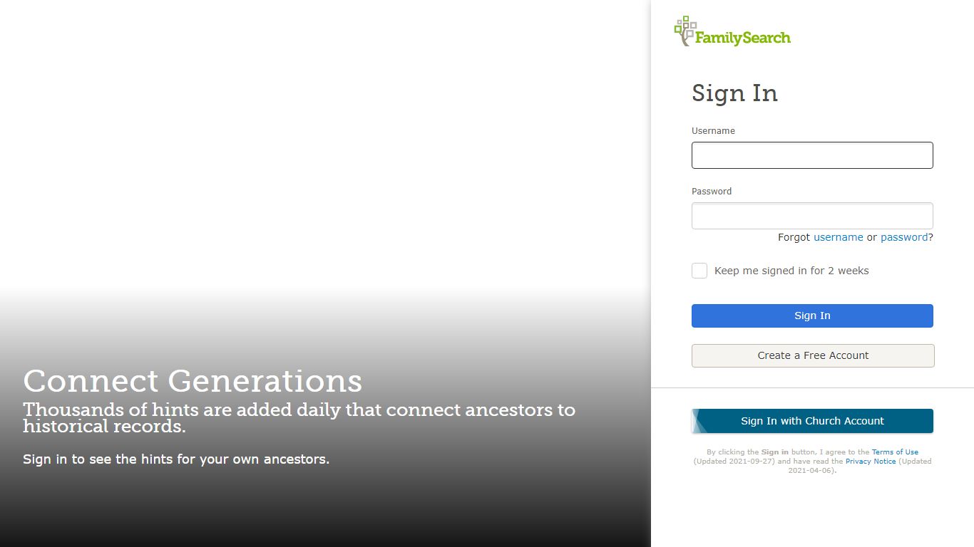 FamilySearch: Sign In